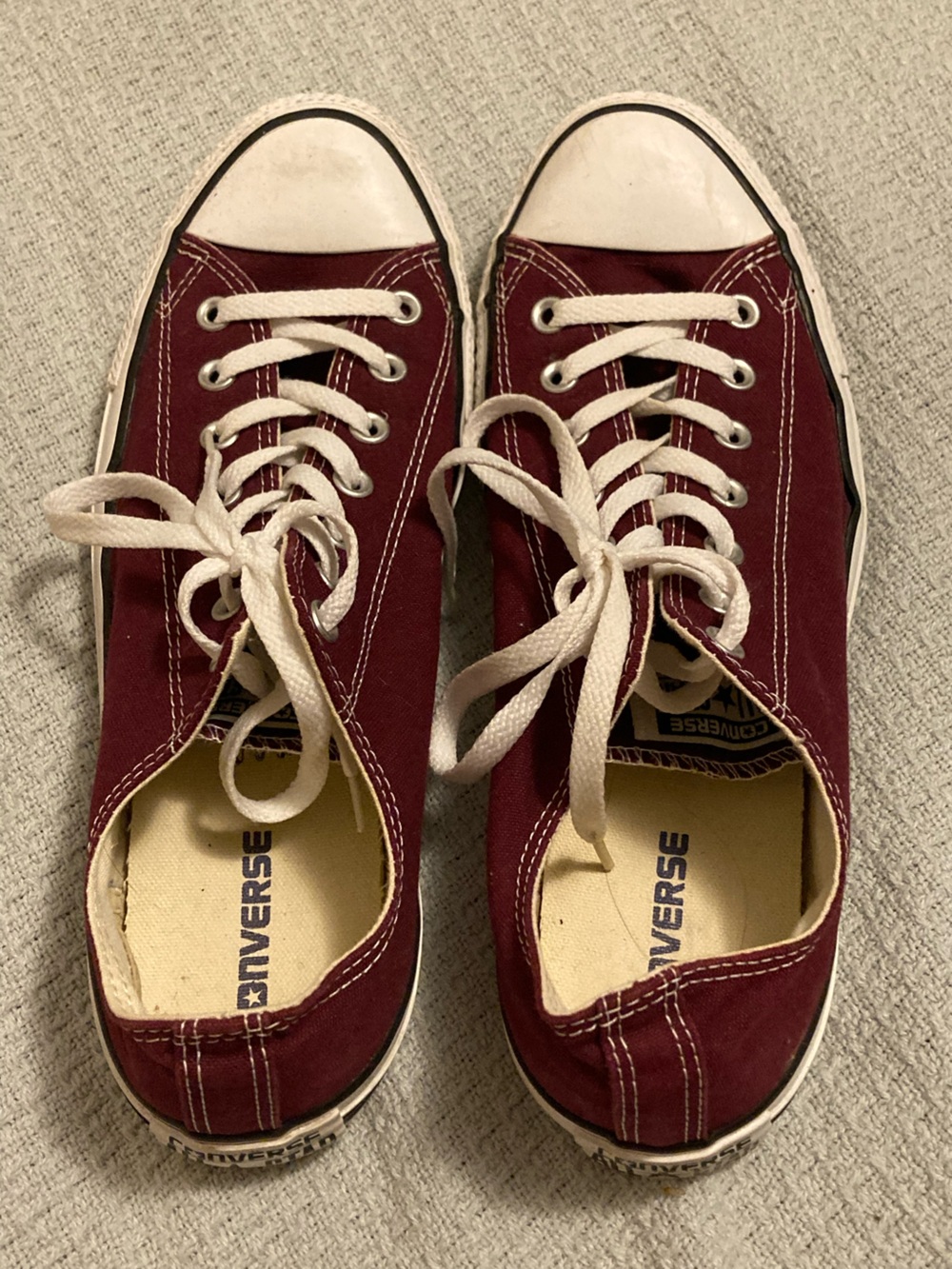 Converse Men’s Low Top Canvas Sneakers - Burgundy /Maroon/ Wine